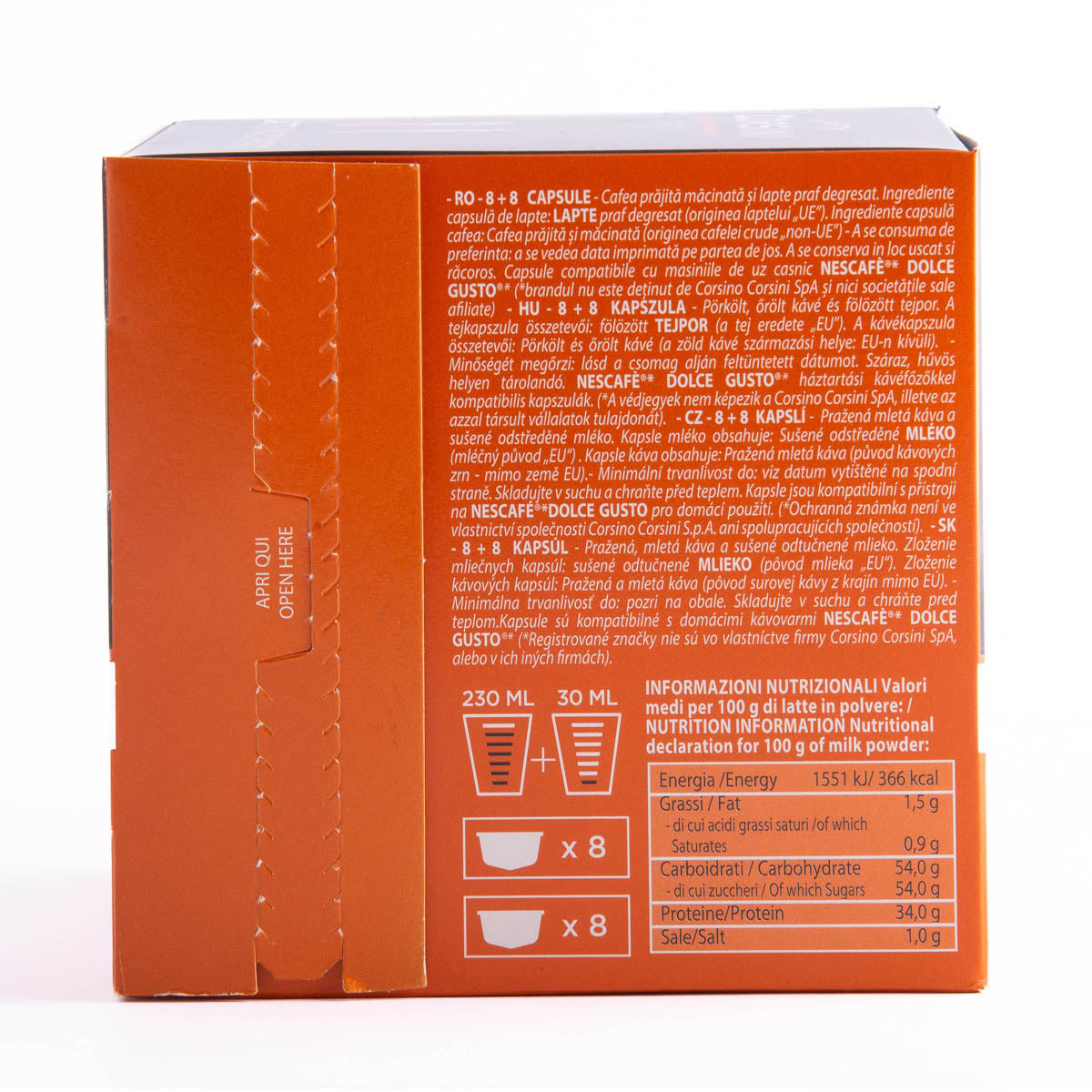 Nescafè® Dolce Gusto® compatible capsules | Latte macchiato | 16 (8+8) pieces | Box of 6