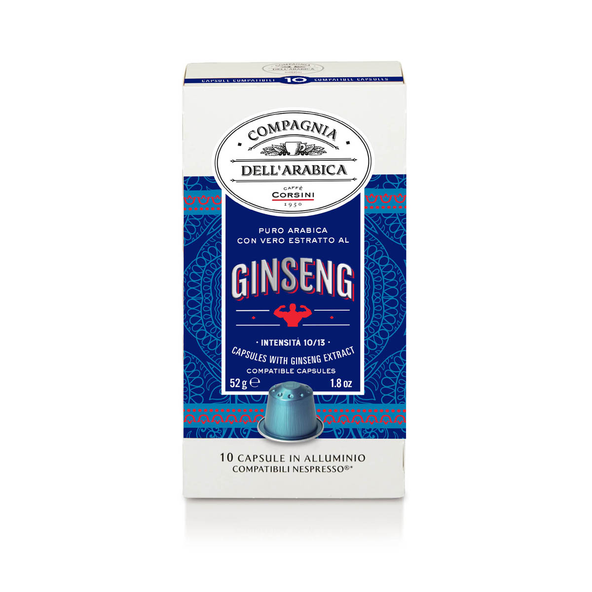 Caffè espresso in capsule compatibili Nespresso® | Ginseng | 100% Arabica | 10 capsule