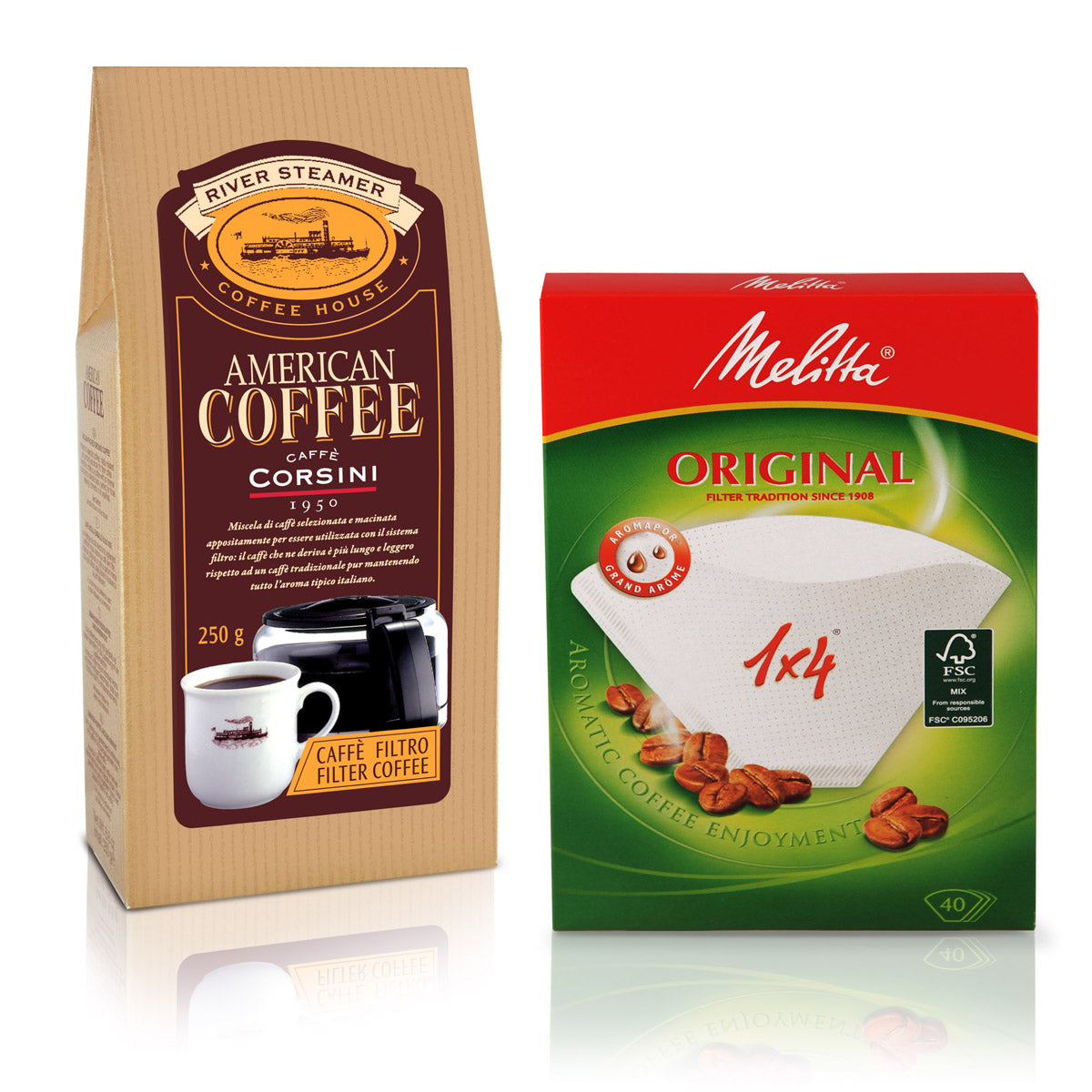 Caffè macinato American coffee e filtri in carta Melitta 1x4 tazze