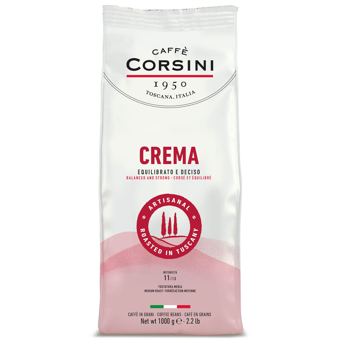 Miscela Arabica e Robusta, Crema, caffè in grani 1 Kg | Nuova gamma home Caffè Corsini