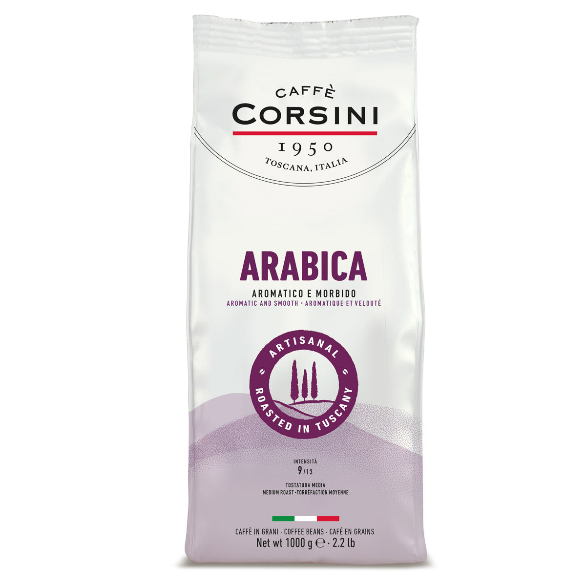 Caffè Corsini | Miscela 100% Arabica, caffè in grani 1 Kg | Cartone da 8