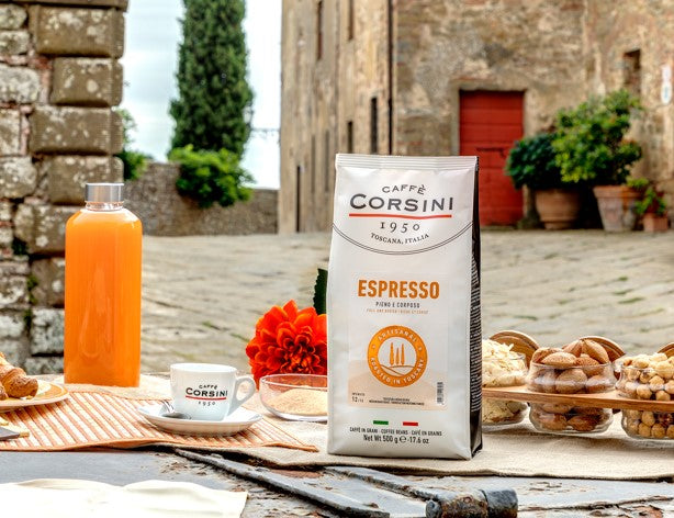 Caffè Corsini | Miscela Arabica e Robusta, Espresso, caffè in grani 500g | Cartone da 15