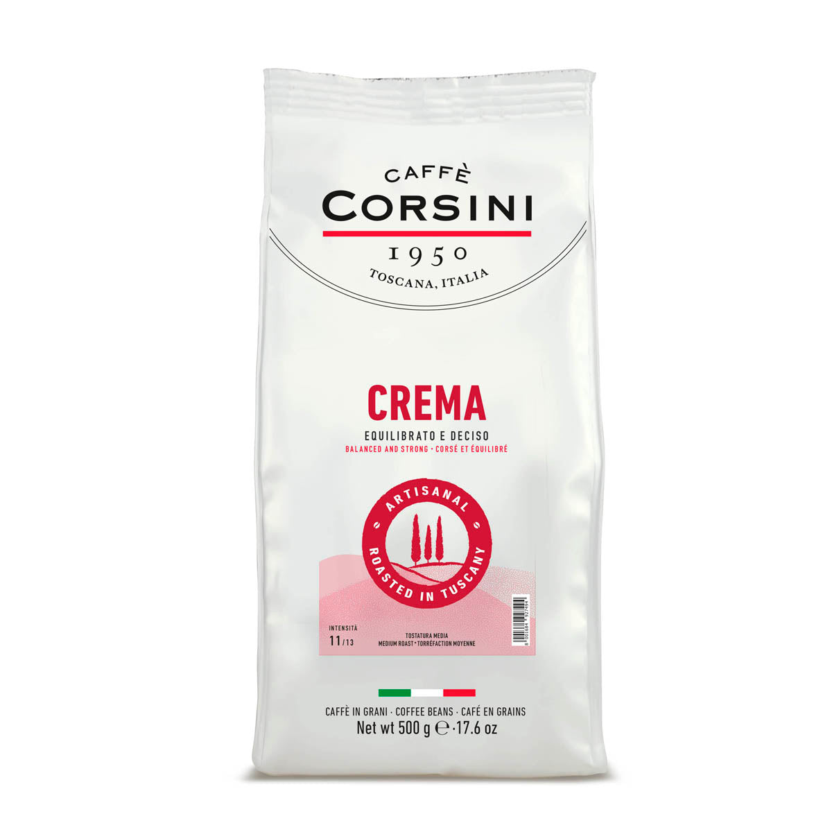 Caffè Corsini | Arabica and Robusta blend, Cream, coffee beans 500g | Box of 15