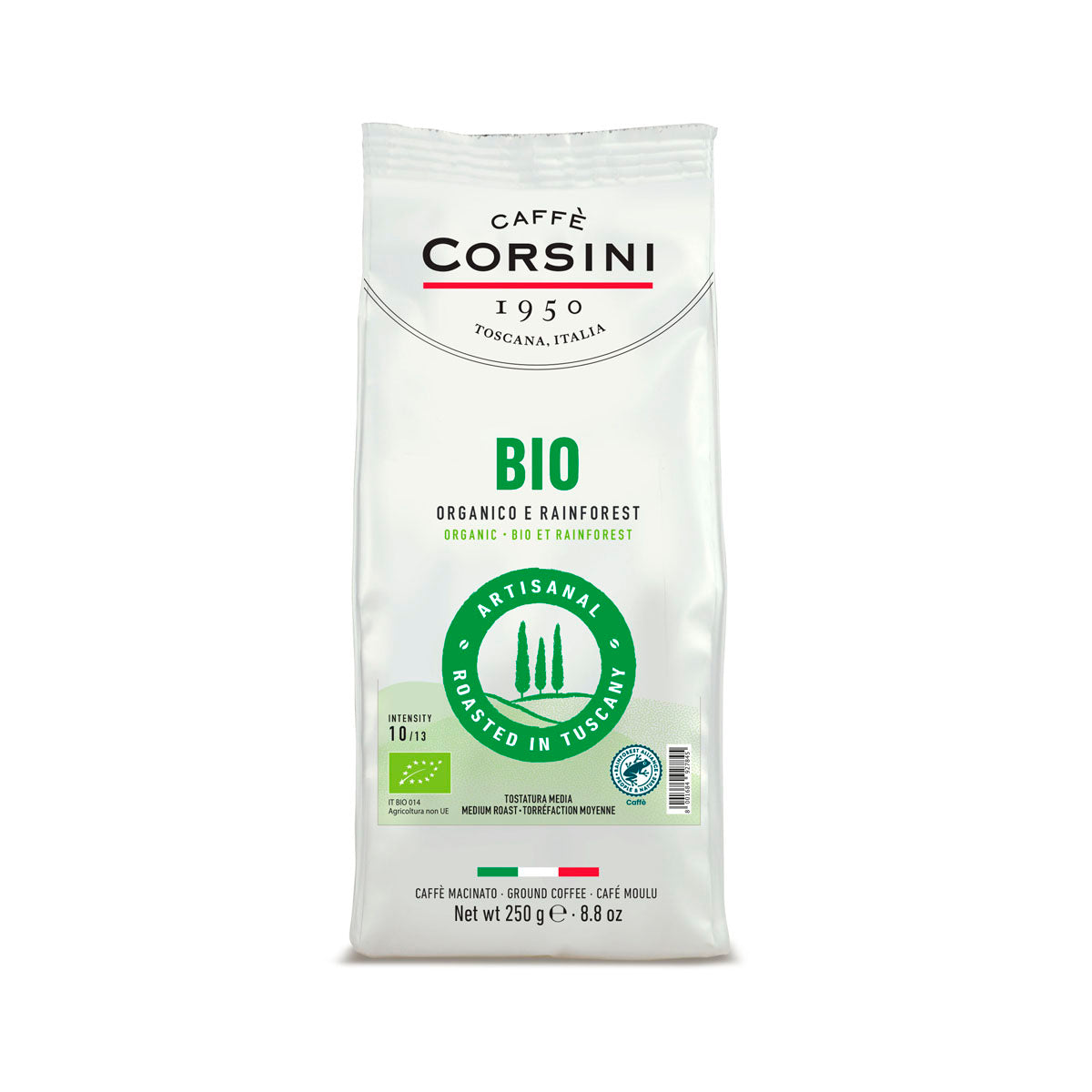 Organic and Rainforest ground coffee, BIO, 250g | New home range Caffè Corsini