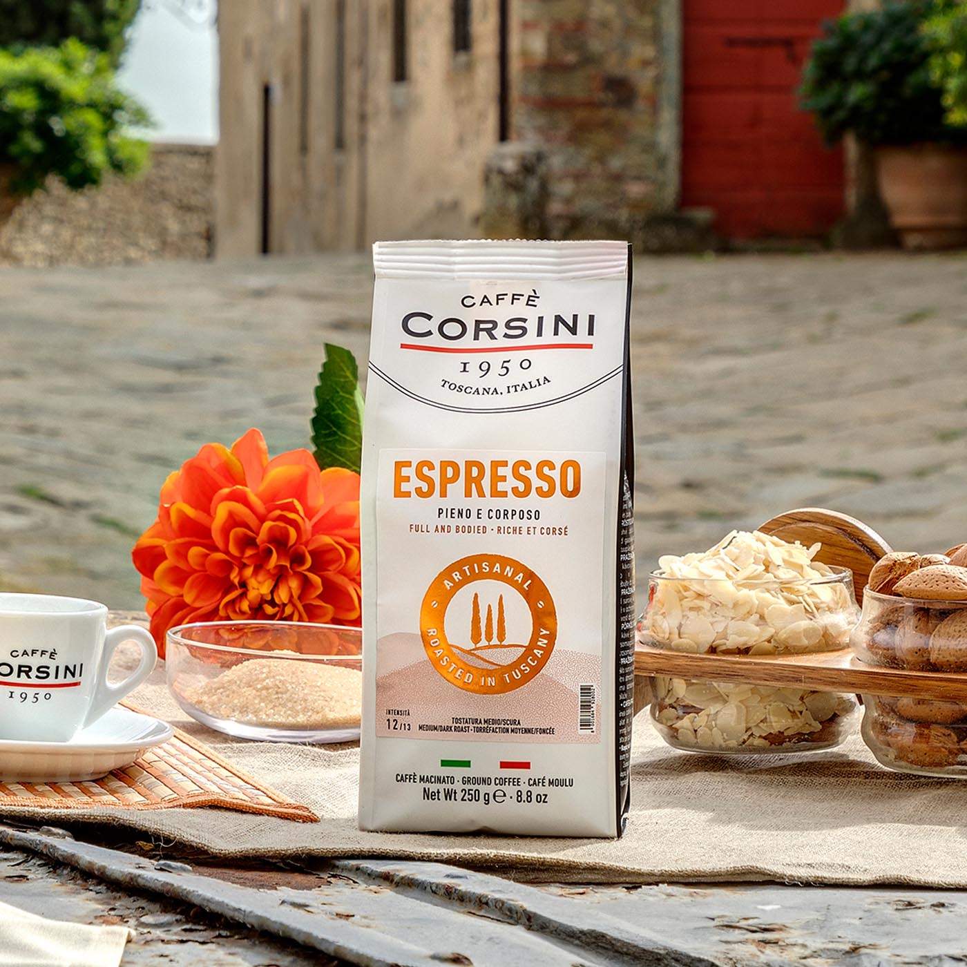 Caffè Corsini | Miscela Arabica e Robusta, Espresso, caffè macinato 250g | Cartone da 10