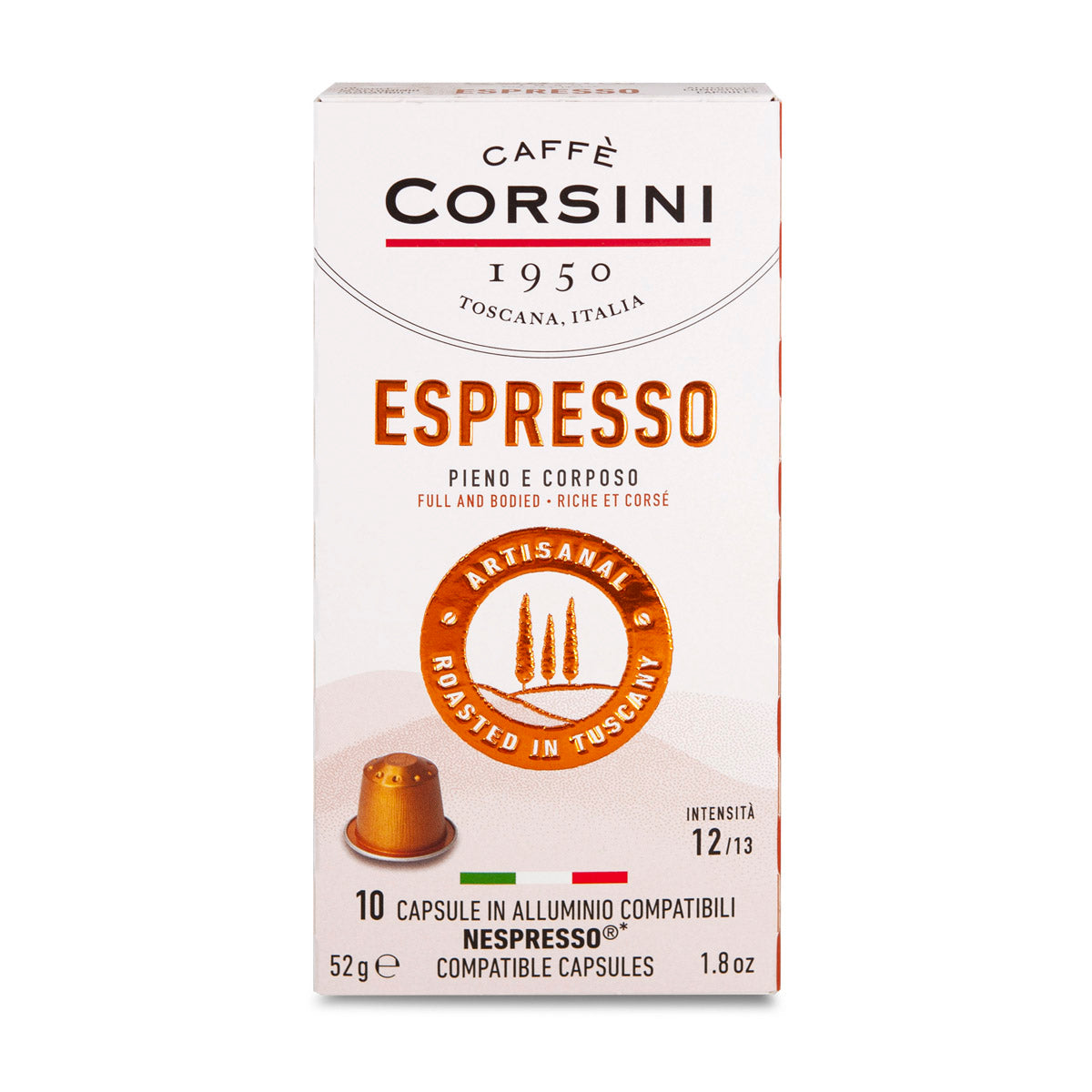 Miscela Arabica e Robusta | 10 capsule compatibili Nespresso® | Nuova Gamma Caffè Corsini | Cartone da 10