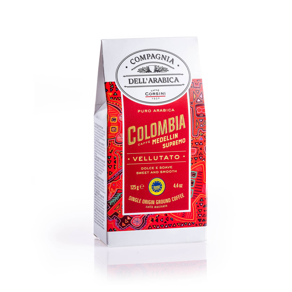 Caffè macinato Colombia Medellin | 100% Arabica | IGP | Confezione da 125g | Cartone con 12 confezioni