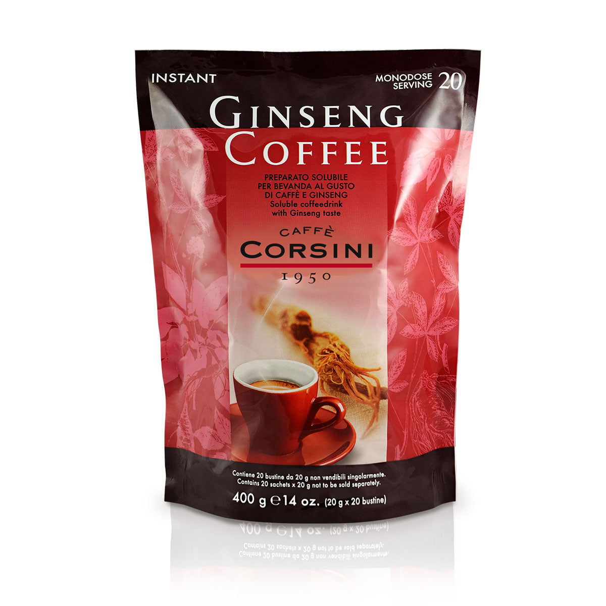 Ginseng coffee | 20 bustine monodose da 20 grammi ciascuna | Cartone con 20 confezioni