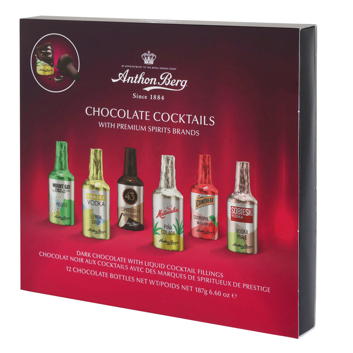 Cioccolatini Ripieni di Liquore | Mix Cocktails | 187g | 12 Pezzi