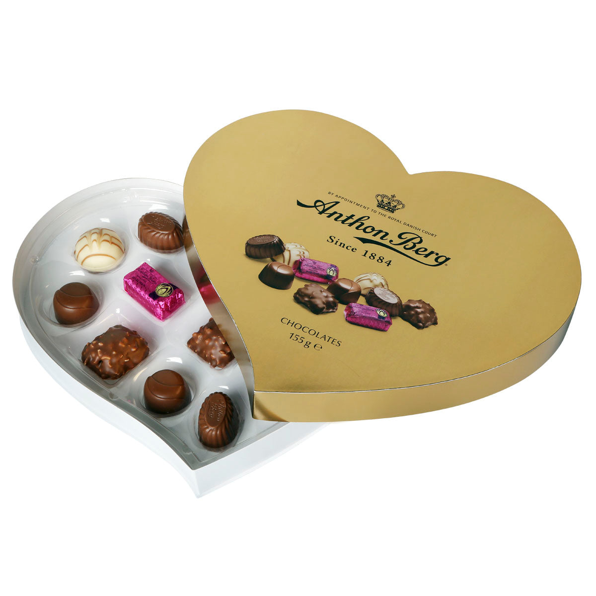 Cioccolatini assortiti | Confezione a forma di cuore da 155g | Cartone da 9