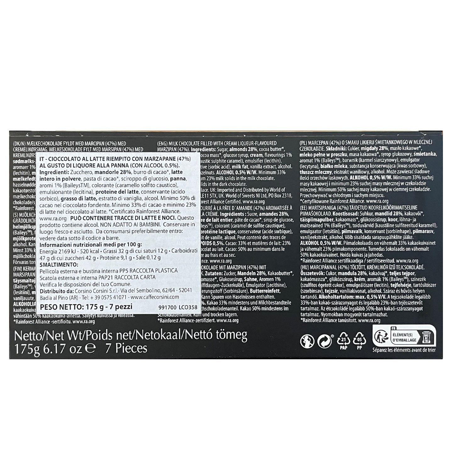Anthon Berg - Snack Dolci al Cioccolato con Marzapane, Baileys®, Crema al Whisky Irlandese, 175g