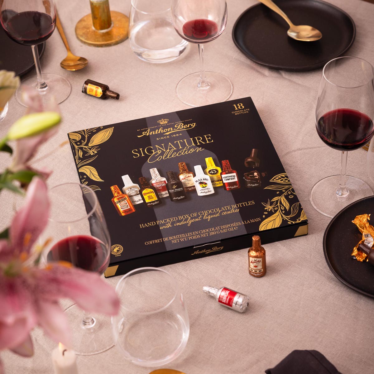Anthon Berg | Signature Collection | Liquori al cioccolato, 18 bottigliette | 281g
