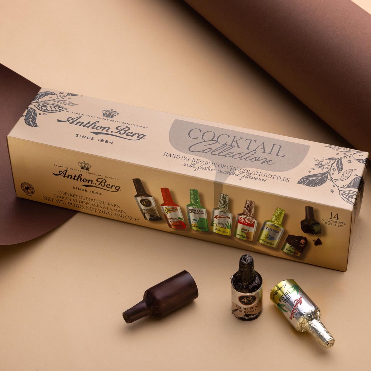 Anthon Berg | Cocktail collection | 14 bottigliette al cioccolato con liquori assortiti | 219g