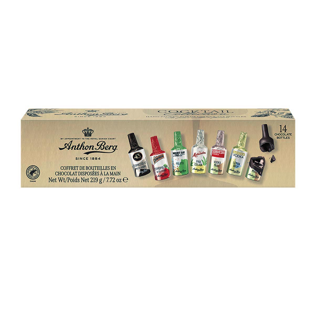 Anthon Berg | Cocktail collection | 14 bottigliette al cioccolato con liquori assortiti | 219g