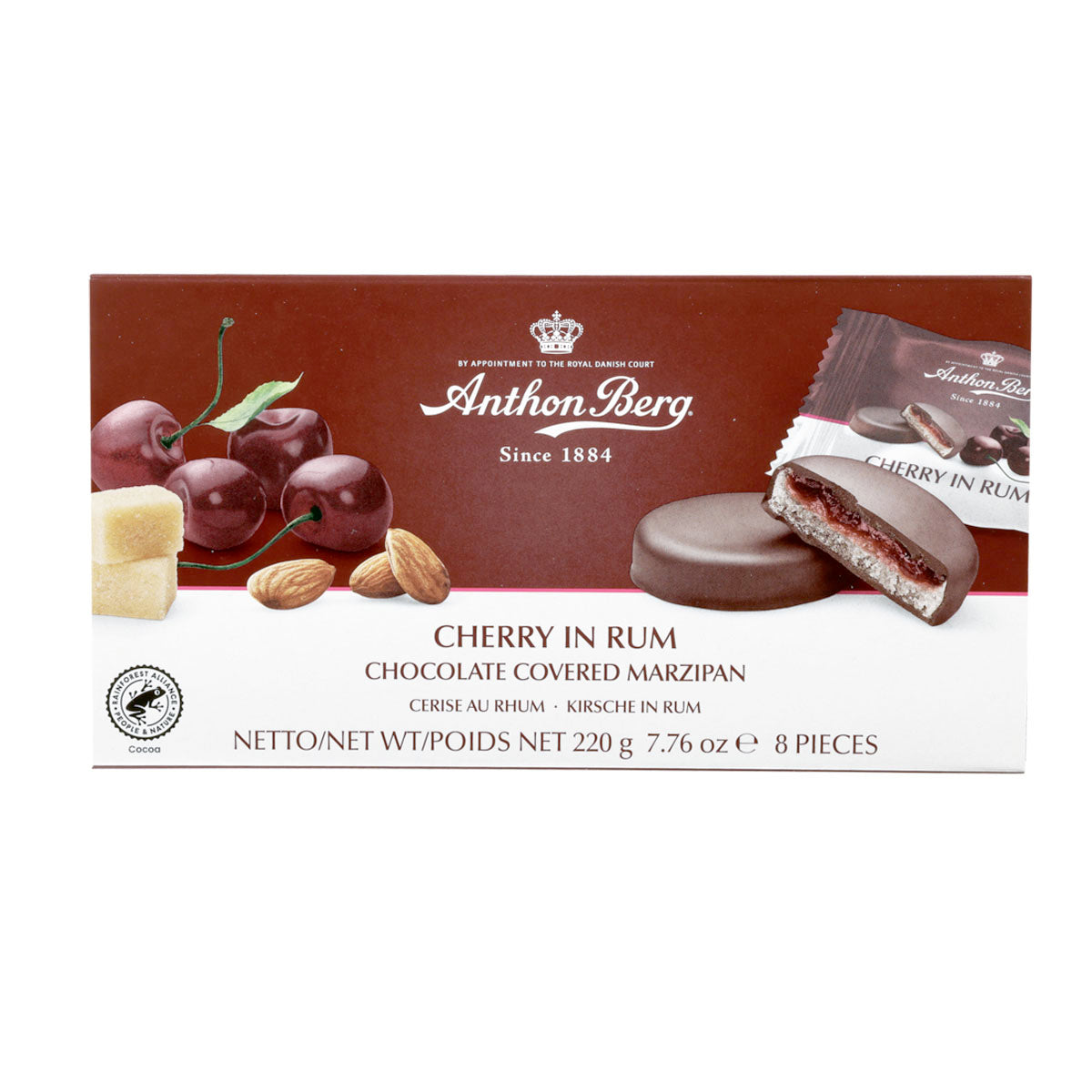 Anthon Berg | Cherry in Rum | Cioccolato fondente con marzapane e ripieno di ciliegie al rum | 220g
