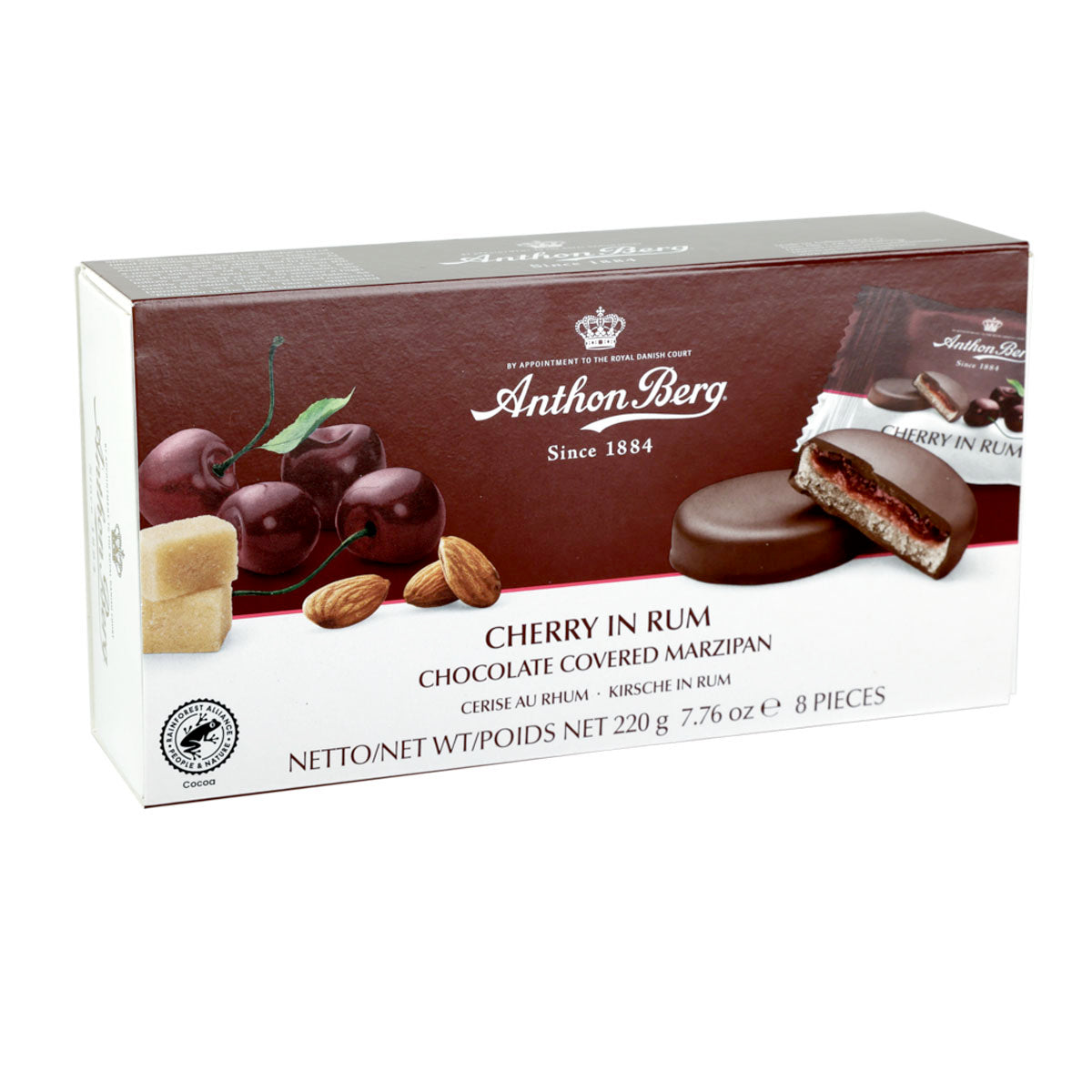 Anthon Berg | Cherry in Rum | Cioccolato fondente con marzapane e ripieno di ciliegie al rum | 220g