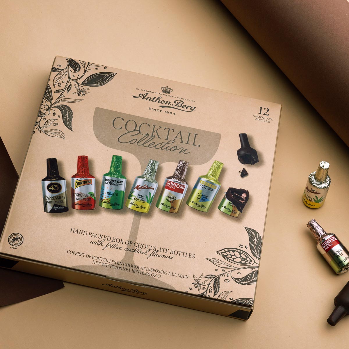 12 Cioccolatini Ripieni di Liquore | Cocktail Collection | 187g | Anthon Berg