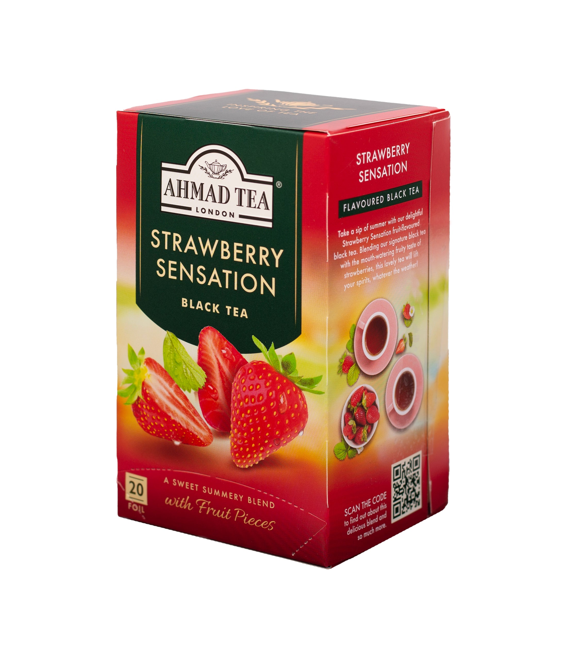 Tè nero fragola | Strawberry Sensation | 20 bustine per confezione | Cartone da 6