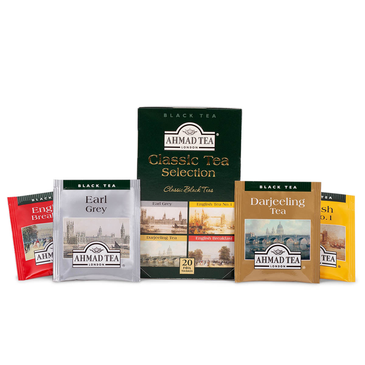 Classic Tea Selection | Selezione di 4 tè neri | 20  bustine per confezione | Cartone con 6 confezioni