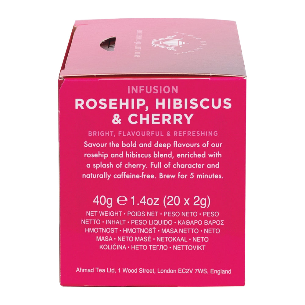 Infuso Rosa canina, ibisco e ciliegia | 20 bustine per confezione | Cartone con 6 confezioni
