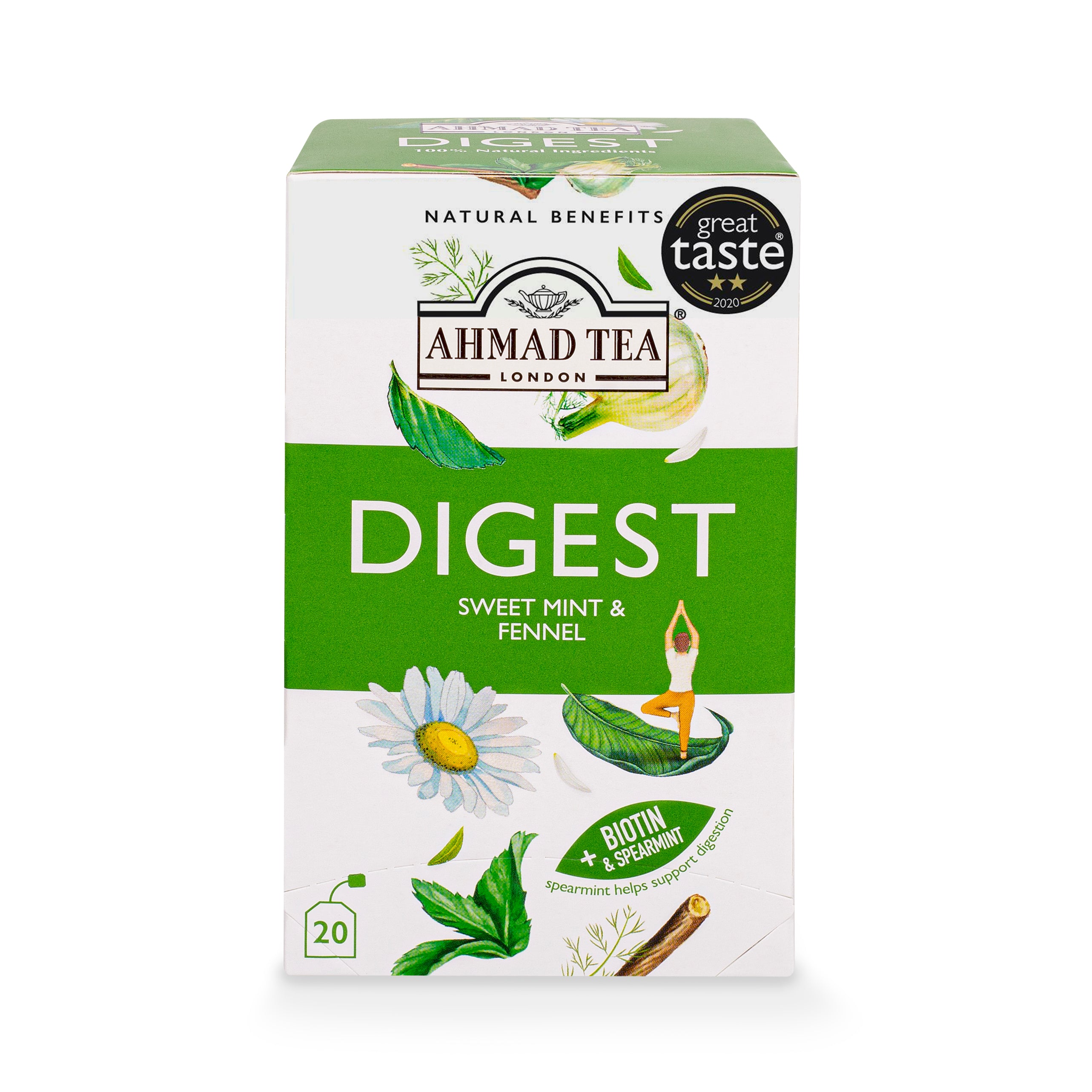 Infuso Digest | Ahmad Tea | 20  bustine per confezione | Cartone con 6 confezioni