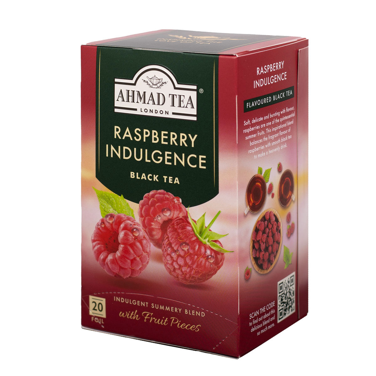 Tè nero Raspberry Indulgence | Lampone | 20 bustine per confezione | Cartone con 6 confezioni