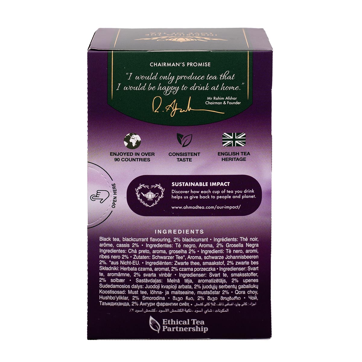 Tè nero al ribes nero | Blackcurrant burst | 20 bustine per confezione | Cartone con 6 confezioni