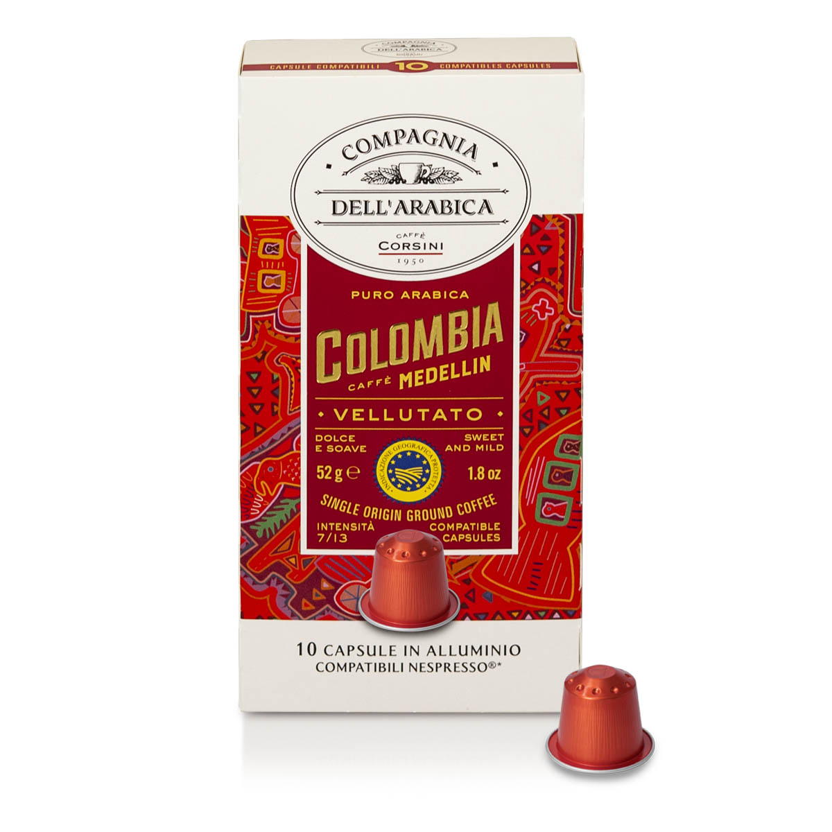 Colombia 100% Arabica | 10 capsule di caffè in alluminio compatibili Nespresso® | Cartone con 10 confezioni