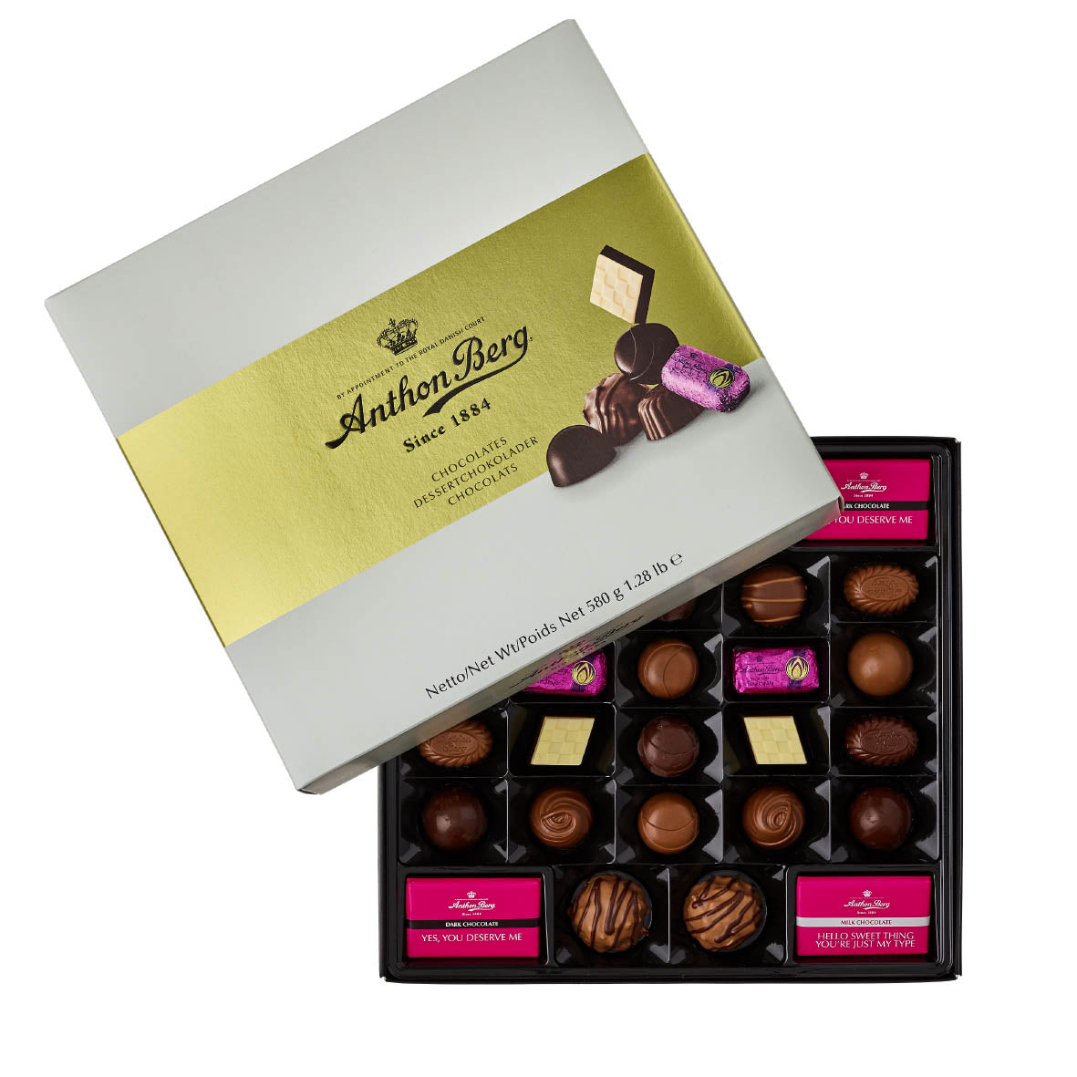 56 cioccolatini assortiti Anthon Berg | Confezione regalo | 580g | Cartone con 6 confezioni